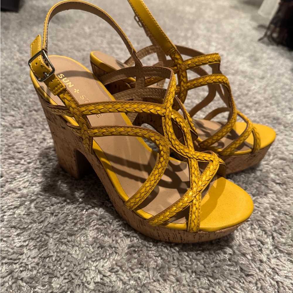 Sun + Stone Mustard Platform Sandals